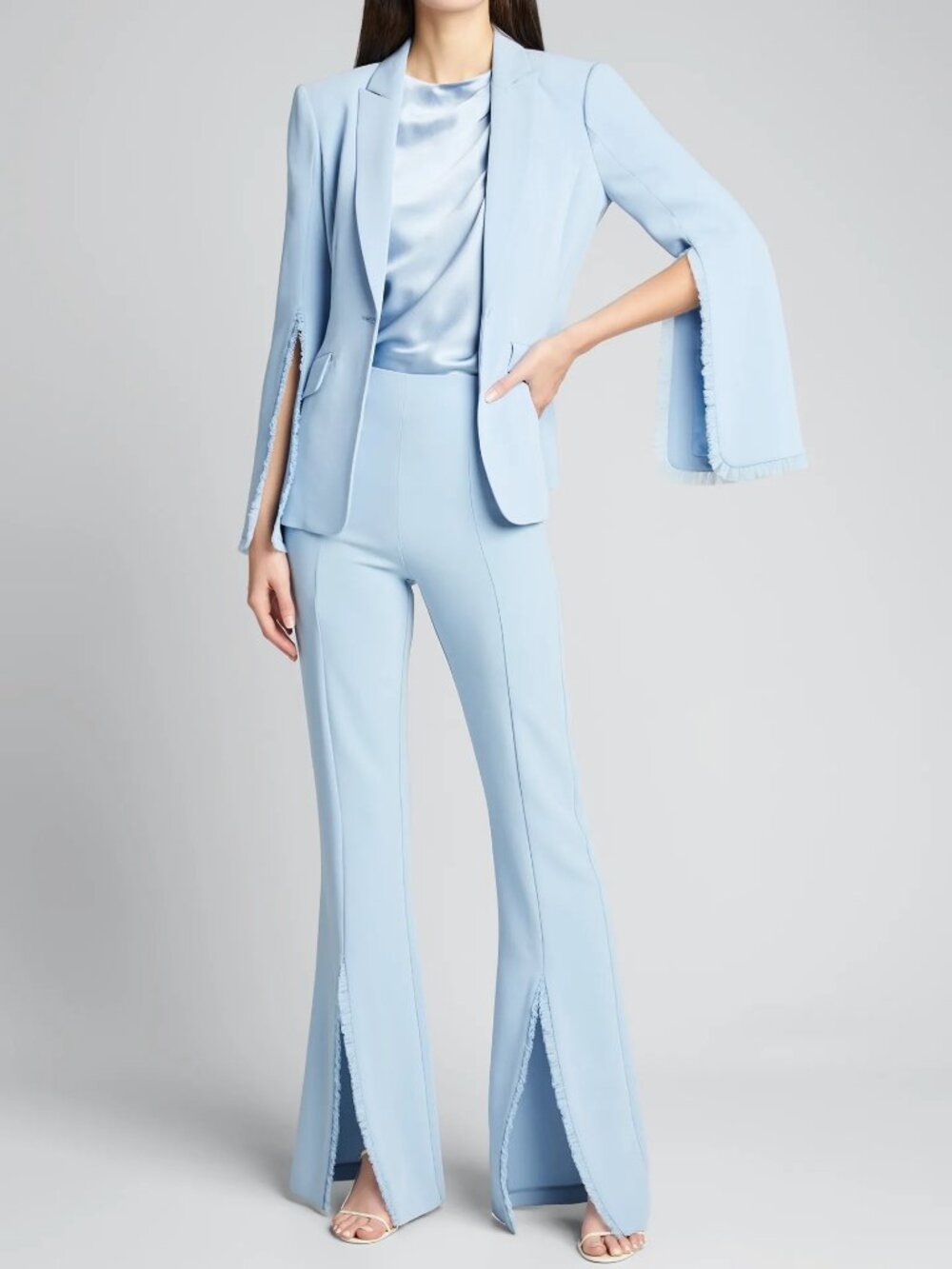 Cinq à Sept RUMER 2-pc Split-Sleeve Blazer & Flare Front-Split Trousers / Pants